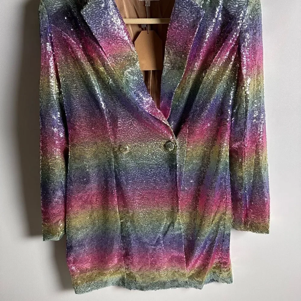 Pastel rainbow sequin dress with belt